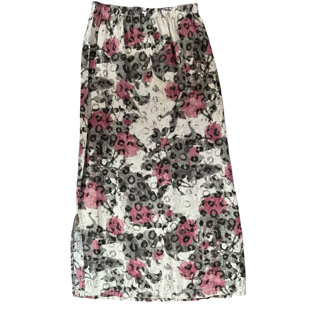 Hot Cotton VTG Art Linen Skirt Small Floral Maxi Marc Ware Romantic Cottage